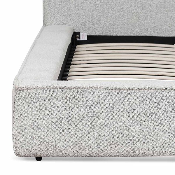 Boucle Bed Frame | Castillo Queen Sized Bed Frame Pepper Boucle - Cassa