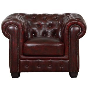 Max Chesterfield Leather Single Seater Armchair - Antique Red