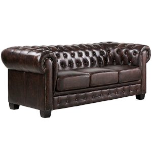 Max Chesterfield 3 Seater Leather Sofa