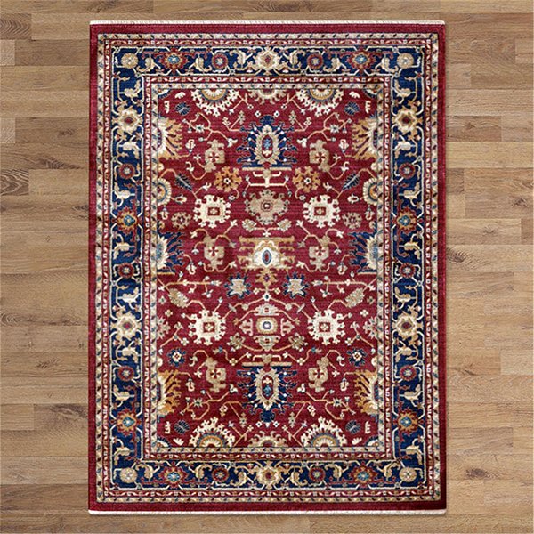 Red & Blue Oriental Potion Power-Loomed Rug