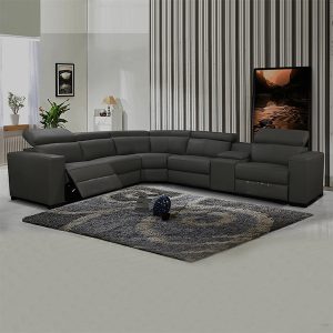 Beckenham 6 Seater Leather Sofa - Grey