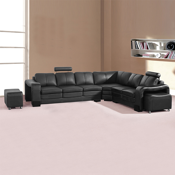 Zenith 6 Seater Faux Leather Corner Sofa with Ottomans
