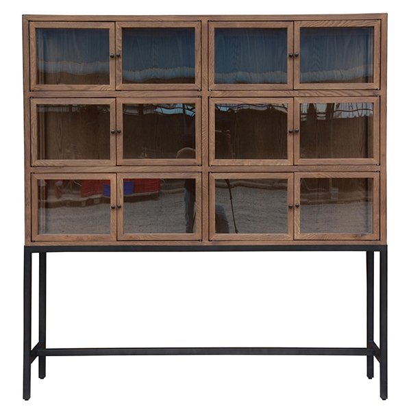 Hamlyn Oak Timber & Metal Display Cabinet - Large