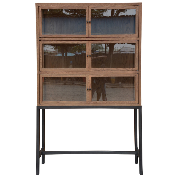 Hamlyn Oak Timber & Metal Display Cabinet - Small