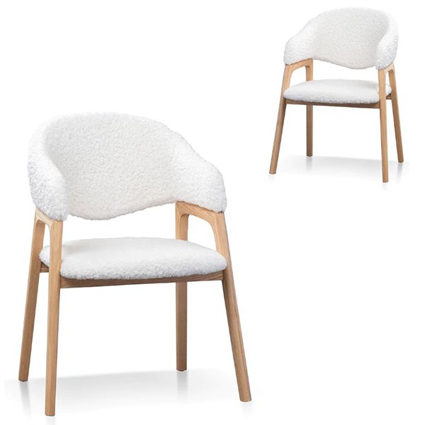 Set of 2 - Odessa Dining Chair - White Synthetic Wool