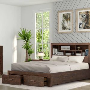 Stone Grey Skylar Pine Wood Bedroom Suite King