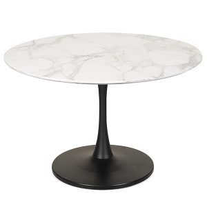 120cm Round Dining Table  Hanaya Marble Effect Round Dining Table 120cm -  White