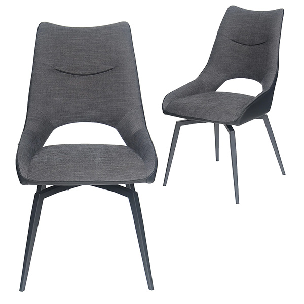 Laggan Upholstered Dining Chairs Set of 2 in Dark Grey