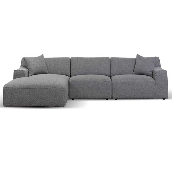 Marlin 3 Seater Left Chaise Fabric Sofa - Noble Grey