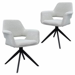 Briel Boucle Swivel Dining Chairs Set of 2