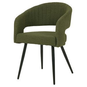 Raleigh Boucle Fabric Carver Dining Chair in Olive