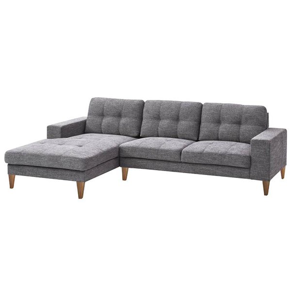 Bowning 2 Seater Fabric Sofa with LHF Chaise in Grey