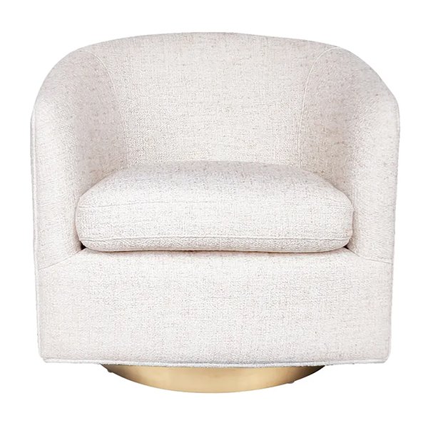 Belvedere Tweed Fabric Swivel Armchair, Beige 2