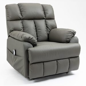 Oakland Dual Motor 185KG Recliner Lift Chair - Dark Grey Leather