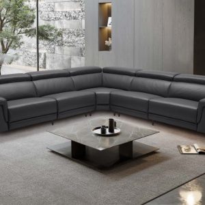 Aveiro Electric Reclining Premium Corner Leather Recliner Sofa - Black 2