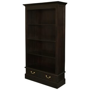 Tasmania Mahogany Timber Wide Bookcase with Drawers - Chocolate 2