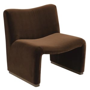 Beau Velvet Fabric Occasional Chair, Dark Chocolate (1)