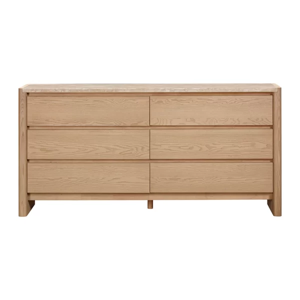 Linden 1.6m Travertine Chest of Drawers - Crème Ash