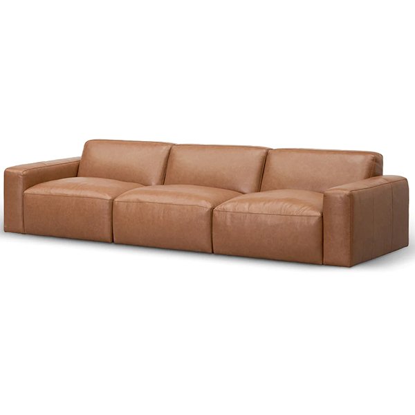 Manuela 4 Seater Sofa - Caramel Brown Leather (1)