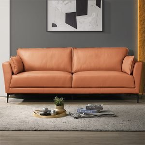 Sapori 3 Seater Leather Sofa - Orange 1