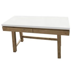 Stony 140cm Computer Writing Desk with Concrete Top - White 1