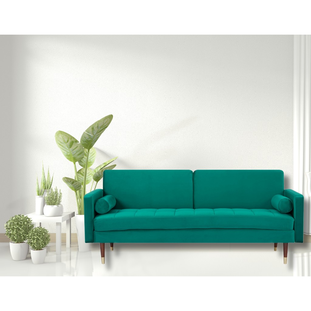 Amelia 3 Seater Fabric Sofa Bed - Green 2